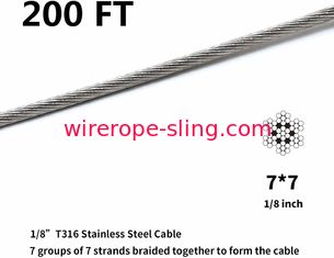 T316 Roestvrij staal 1/8“ de Kabel van de Vliegtuigendraad voor de Uitrustingen van het Kabeltraliewerk 200 voet