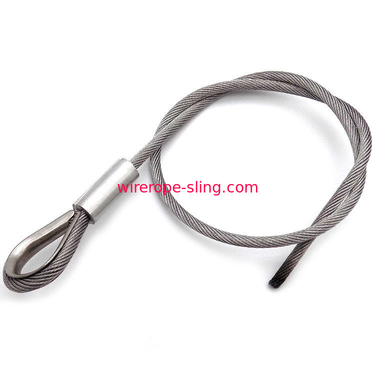 Roestvrijstalen kabel hijsstroppen 5.0mm 1 * 19 Oem met Inch vingerhoed