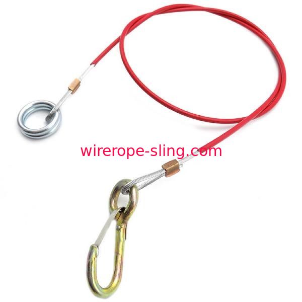 Rood Pvc bedekte de Aangepaste Lengte van de Draadkabel Slinger met Onverwachte Haak/O-ring met een laag