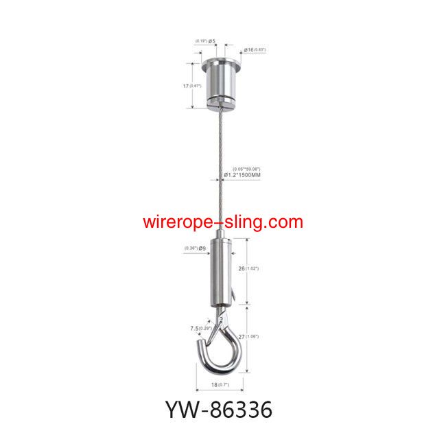 Schorsing Wire Rope Cable Lighting Kit met Lobster Gripper Haak YW86335