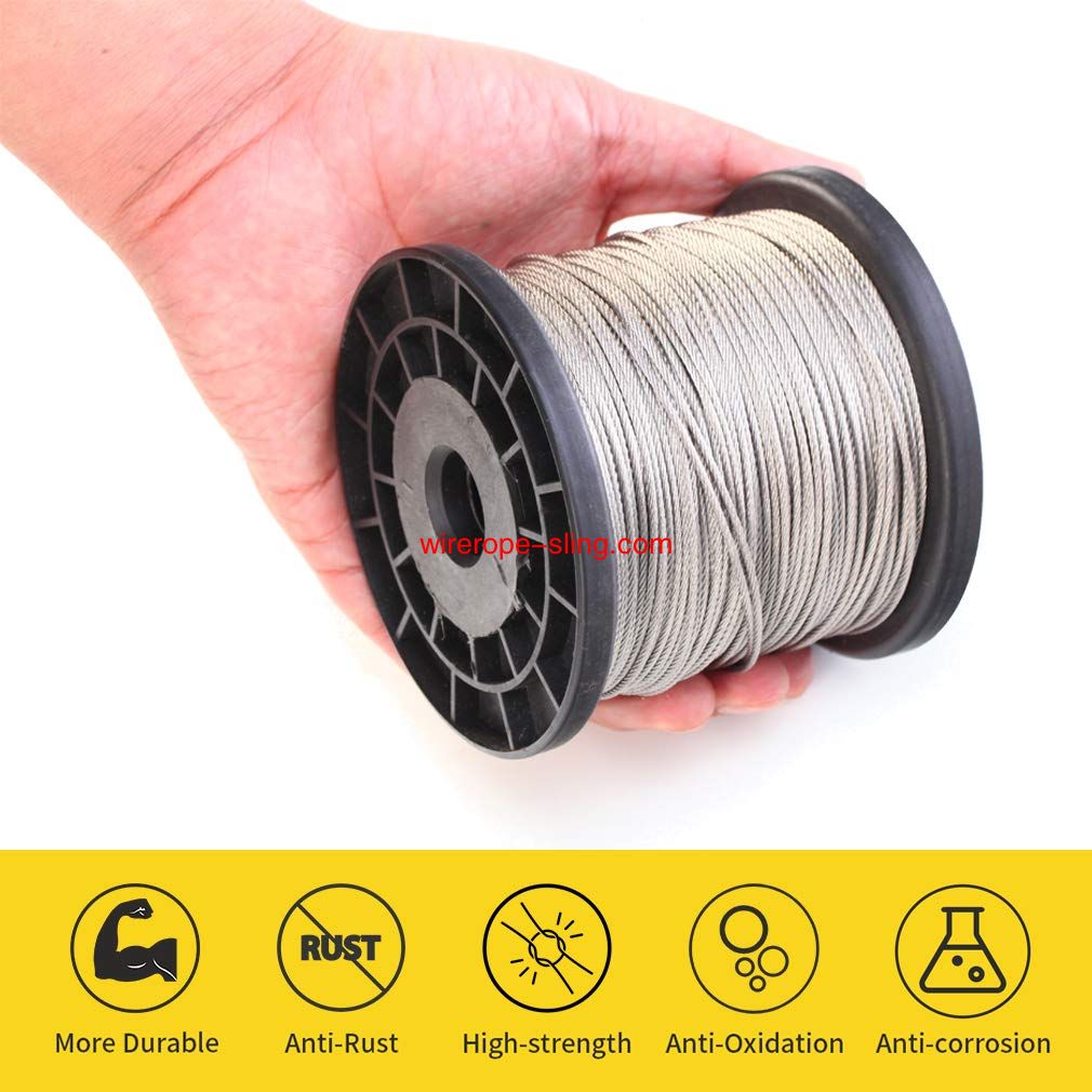 1/16 Wire Rope, 304 Stainless Steel Wire Rope, Aircraft Cable, 328 Voet met 150 Pcs Aluminum Sleeves