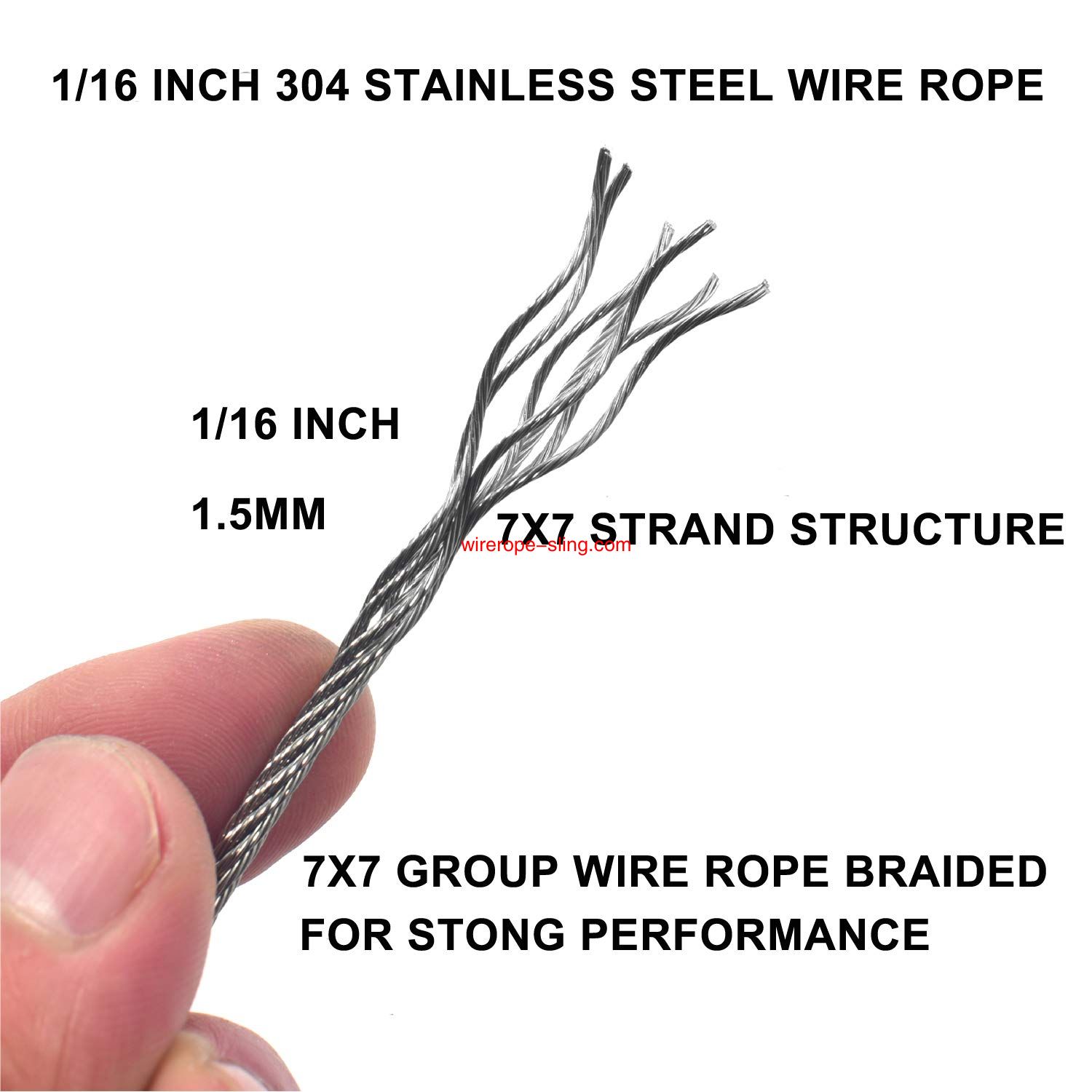 1/16 Vinyl Coated Wire Rope Kit,330 Voeten Stainkless Steel 304 Draadloop met 50 PCS Aluminum Crimping Loop en 10 PCS Clamps