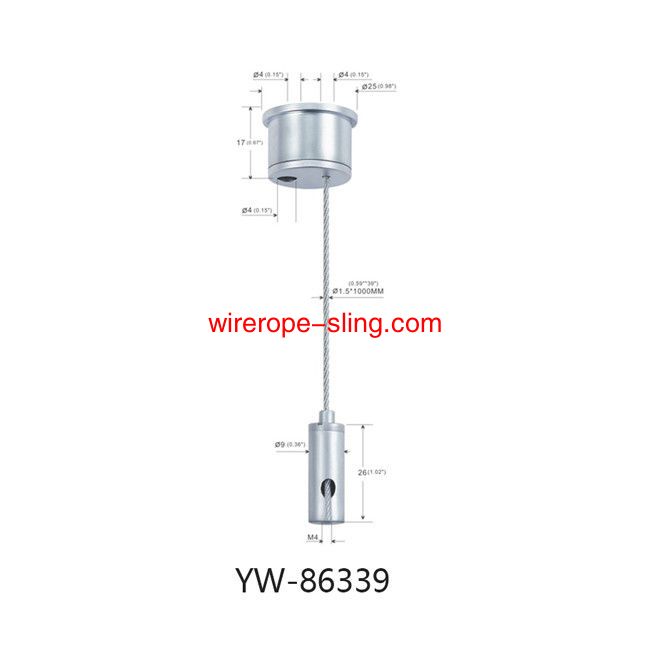 Kabel voor ophanging Kit zilverkleurige Brass met verstelbare Gripper YW86339