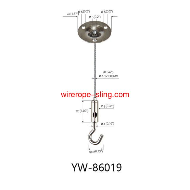 Brass Three Holes Ceiling Cable Hanging System Light Fittings 180° Aangepaste YW86017